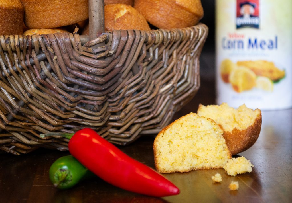 Cornbread muffins made with buttermilk. 