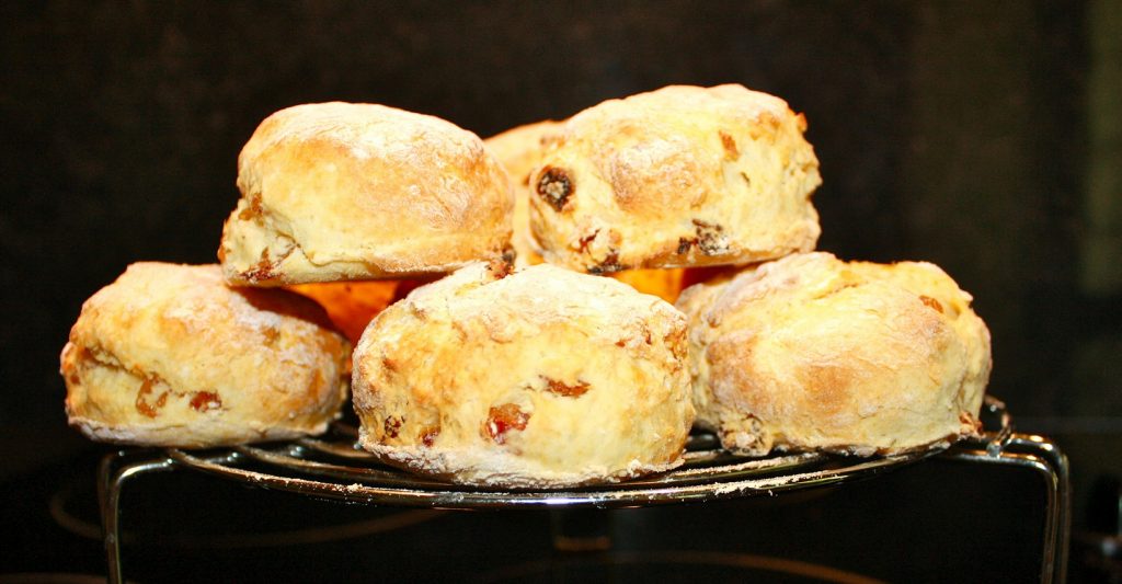 A stack of Irish scones on a trivet.

